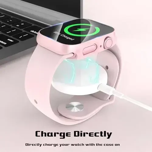 2 dona qattiq kompyuter qutisi Apple Watch Series 9 Series 8/7 45mm ekran himoyachisi, EWUONU закалённое shisha plyonka qattiq bamperga qarshi tirnalishga qarshi HD Ultra yupqa himoya qopqog'i iWatch Series 9/8/7 45mm, pushti - 6