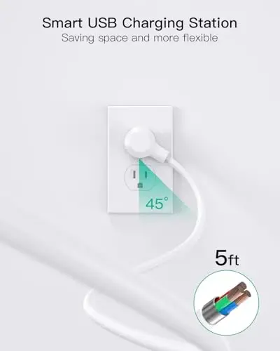 2 dona quvvat uzatgich surge himoyachisi, 15 FT uzunlikdagi uzatma shnuri, 6 rozetka va 4 USB zaryadlash portiga ega surge himoyachisi (2 USB C), tekis vilka ortiqcha yukdan himoya, uy ofisi yotoqxonasi kolleji uchun devorga o'rnatish - 6