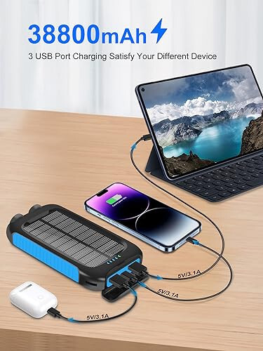 2 dona Quyosh Energiyali Power Bank 49800mAh + Ko'chma Quyosh Zaryadlovchi Qurilma 38800mAh USB-C Porti/LED Chiroq bilan Kamp Sayohat Tashqi Faoliyatlar uchun - 5