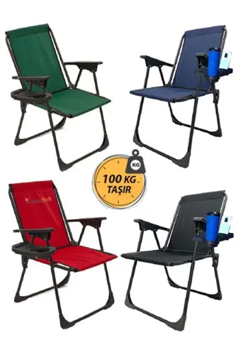 2 Folding Camping Chairs-Cup Holder Gift-Beach Picnic Chair-m1-Black - 5