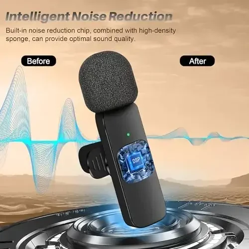 2 in 1 Беспроводной петличный микрофон для iPhone iPad и Android телефона, Plug and Play микрофоны с шумоподавлением, дальность 20м, микрофон с синхронизацией в реальном времени для видеозаписи, потоковой передачи, интервью - 3