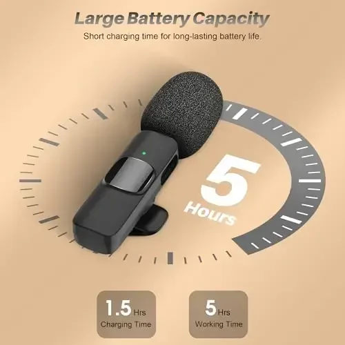 2 in 1 Беспроводной петличный микрофон для iPhone iPad и Android телефона, Plug and Play микрофоны с шумоподавлением, дальность 20м, микрофон с синхронизацией в реальном времени для видеозаписи, потоковой передачи, интервью - 5