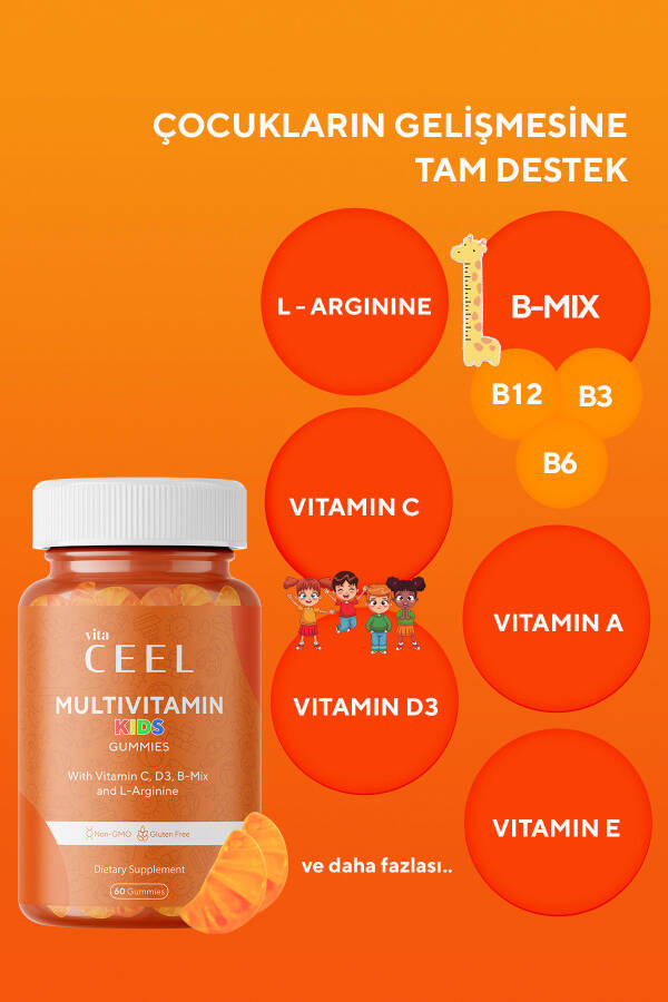 2-in-1 Kids Growth Multivitamin (Vitamin C, D, B Complex, L-arginine) - 2