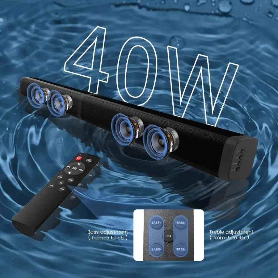 2 in 1 Separable Sound Bars for TV, Bluetooth 5.0 Surround Sound System for TV Wireless Connect, 37 Inch Soundbar for Home Theater, ARC/Optical/USB Cables & Remote TV Speakers, Wall Mountable - 1