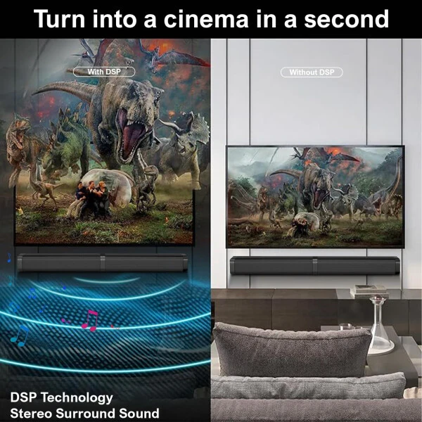 2 in 1 Separable Sound Bars for TV, Bluetooth 5.0 Surround Sound System for TV Wireless Connect, 37 Inch Soundbar for Home Theater, ARC/Optical/USB Cables & Remote TV Speakers, Wall Mountable - 10