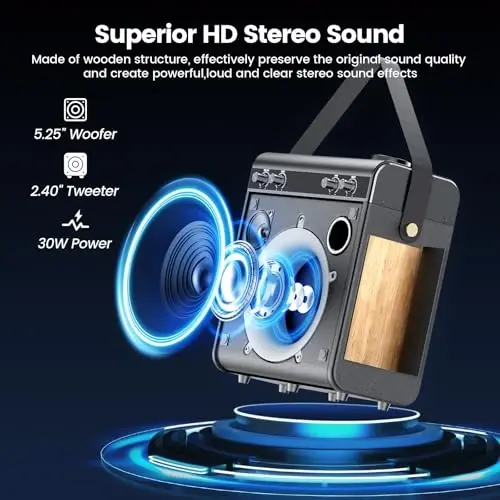 Ktrenv Karaoke Machine with 2 Wireless Microphones, Portable Bluetooth Speaker for Adults Kids with Bass Treble Echo PA System with Remote,LED Light, Supports TF Card,USB,AUX in,TWS,FM,REC for Party - 3