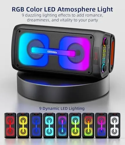 Karaoke Machine for Adults, Portable Party Speaker with 2 Wireless Microphones/Bluetooth 5.3, PA System with Disco Lights for Big Party, Outdoor, Ideal Gifts for Family, Music Lover - 4