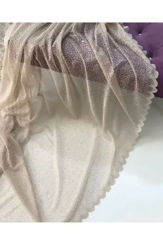 2 Kanat Renkli Vizon Petek Desen Bağcıklı Tül Fon Perde 2 Kanat - Vizon - 2