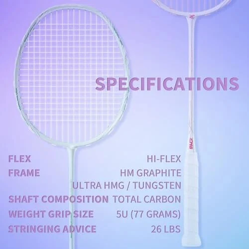 MBFISH Badminton Racket Set with 2 Carbon Fiber Racquets 5U, 3 Shuttlecocks, 2 Racket Grip Tapes and 2 Badminton Bag - Perfect for Outdoor Games and Gym 5U - MBFISH