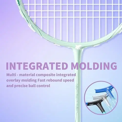 MBFISH Badminton Racket Set with 2 Carbon Fiber Racquets 5U, 3 Shuttlecocks, 2 Racket Grip Tapes and 2 Badminton Bag - Perfect for Outdoor Games and Gym 5U - MBFISH (1)