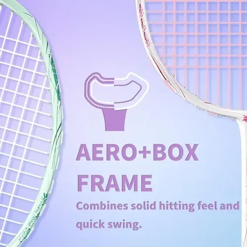 MBFISH Badminton Racket Set with 2 Carbon Fiber Racquets 5U, 3 Shuttlecocks, 2 Racket Grip Tapes and 2 Badminton Bag - Perfect for Outdoor Games and Gym 5U - 4