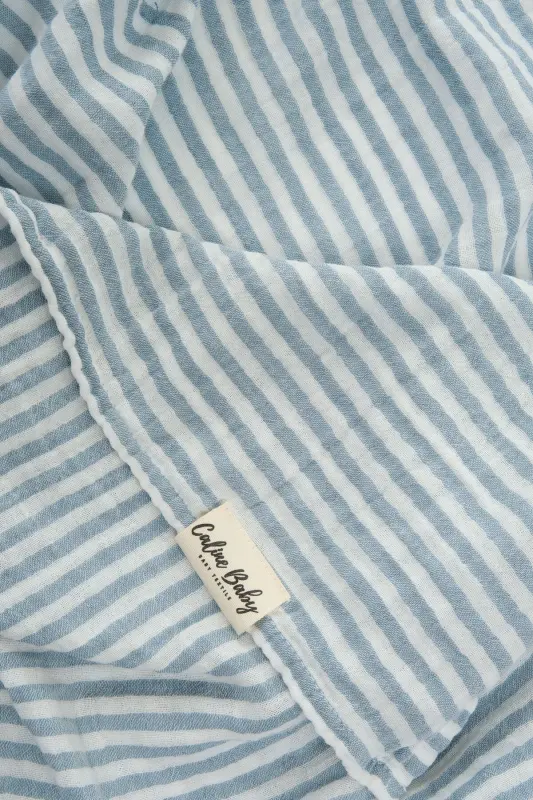 2 Kat Çizgili Müslin Kundak Bezi 20/20 - 120x120 Cm Mavi-Mavi - CALINE BABY