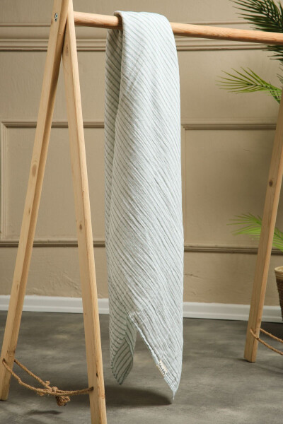 2 Kat Çizgili Müslin Kundak Bezi 30/10 - 120x120 Cm Yesil-Yeşil - 3