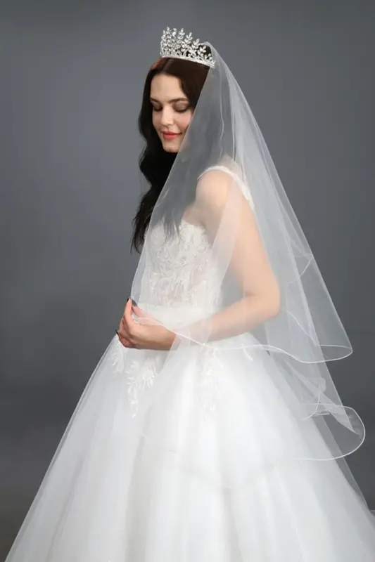 2 Katlı Gelin Duvağı- Nikah Duvağı Kırık Beyaz Taraklı Uzun Katı 1 Mt Kısa Katı 65 Cm1.klt.hayal Tül - 2