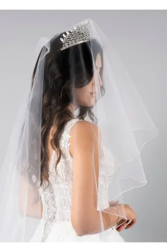 2 Katlı Gelin Duvağı- Nikah Duvağı Kırık Beyaz Taraklı Uzun Katı 1 Mt Kısa Katı 65 Cm1.klt.hayal Tül - 5