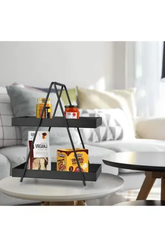 2 Katlı Siyah Metal Banyo Ve Mutfak Rafı Model 1 - 1