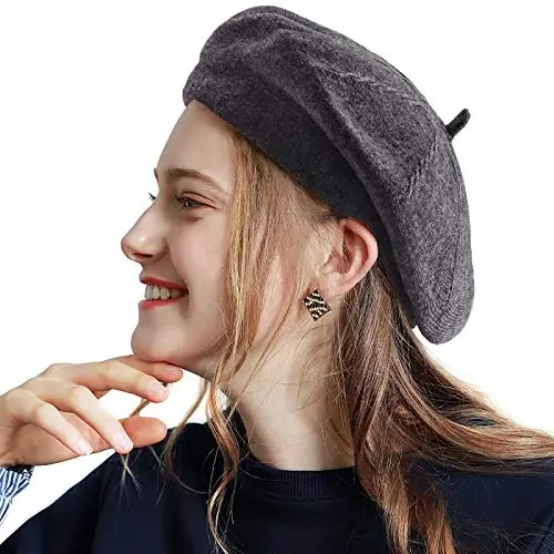 LADYBRO 2 Layers French Beret Hats for Women Wool Cute Warm Knit Beanie Cap | Reversible dual-sided design wearable on both sides, One size fits most, for dating, party, daily outdoor & holiday matching - 2