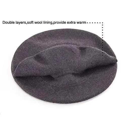 LADYBRO 2 Layers French Beret Hats for Women Wool Cute Warm Knit Beanie Cap | Reversible dual-sided design wearable on both sides, One size fits most, for dating, party, daily outdoor & holiday matching - 4
