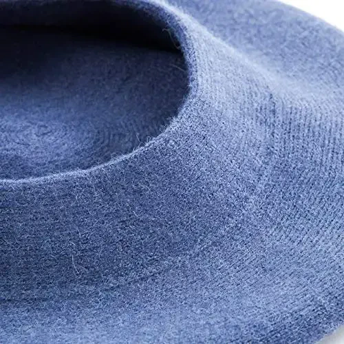 2 Layers French Beret Hats for Women, Wool Soft Warm Cable Knit Beanie Cap - 7