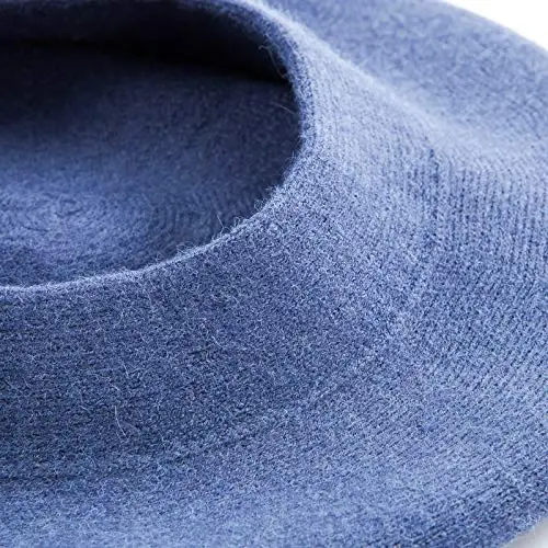 2 Layers French Beret Hats for Women, Wool Soft Warm Cable Knit Beanie Cap - 7