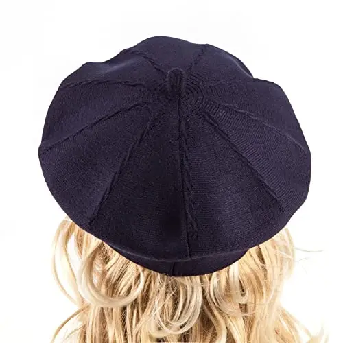 LADYBRO 2 Layers French Beret Hats for Women Wool Cute Warm Knit Beanie Cap | Reversible dual-sided design wearable on both sides, One size fits most, for dating, party, daily outdoor & holiday matching - 6