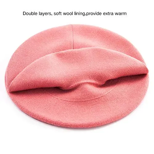 LADYBRO 2 Layers French Beret Hats for Women Wool Cute Warm Knit Beanie Cap | Reversible dual-sided design wearable on both sides, One size fits most, for dating, party, daily outdoor & holiday matching - 4