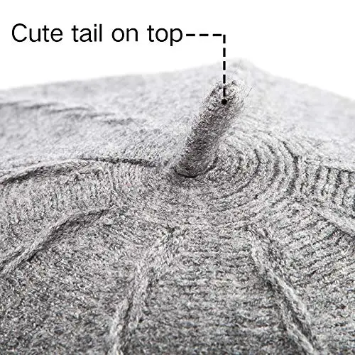 2 Layers French Beret Hats for Women, Wool Soft Warm Cable Knit Beanie Cap - 5