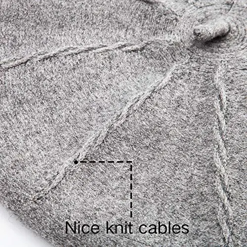 2 Layers French Beret Hats for Women, Wool Soft Warm Cable Knit Beanie Cap - 6