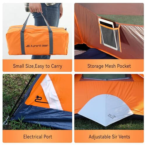 2 Person Camping Tent 4 Person Tents for Camping Windproof Tents for Camping Hiking Backpacking Traveling 2/3/4 Family People Tents for Camping Portable Tent with Carry Bag - 3
