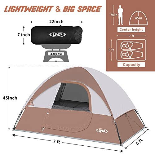 Camping Tent 2 Person, Waterproof Windproof Tent with Rainfly Easy Set up-Portable Dome Tents for Camping… - unp (1)