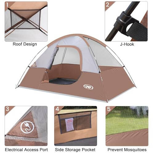 Camping Tent 2 Person, Waterproof Windproof Tent with Rainfly Easy Set up-Portable Dome Tents for Camping… - 6