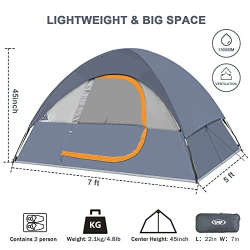 Camping Tent 2 Person, Waterproof Windproof Tent with Rainfly Easy Set up-Portable Dome Tents for Camping… - unp (1)