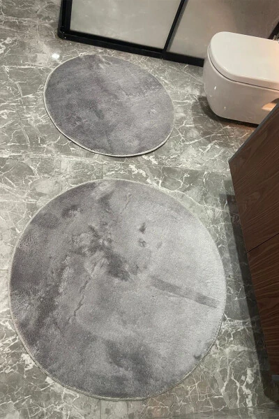 2 круглых коврика для ванной, комплект для унитаза 80x80 и 100x100 - 3