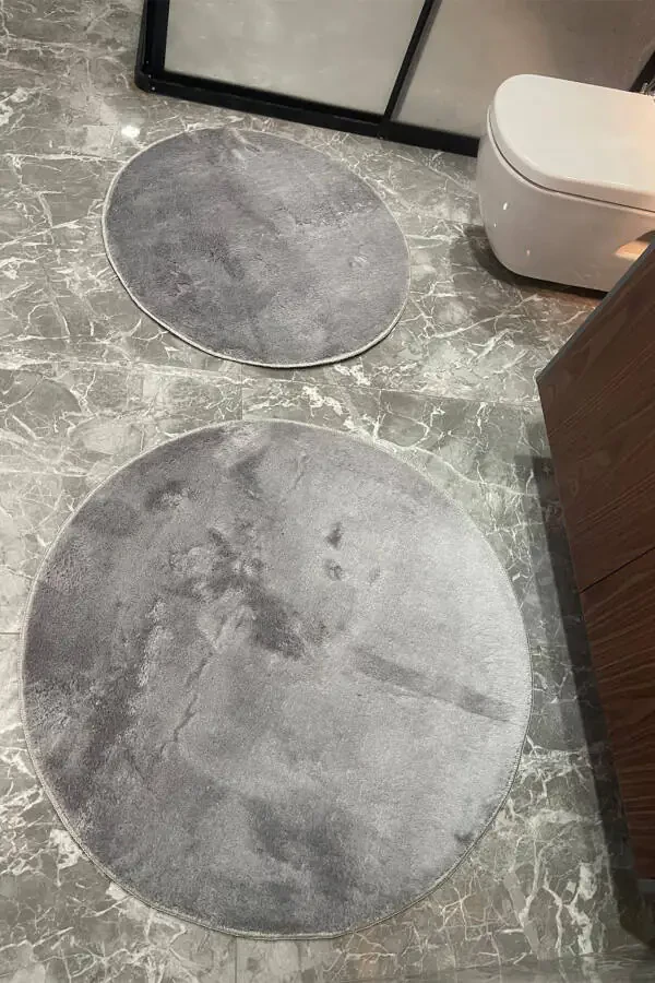 2 круглых коврика для ванной, комплект для унитаза 80x80 и 100x100 - 3