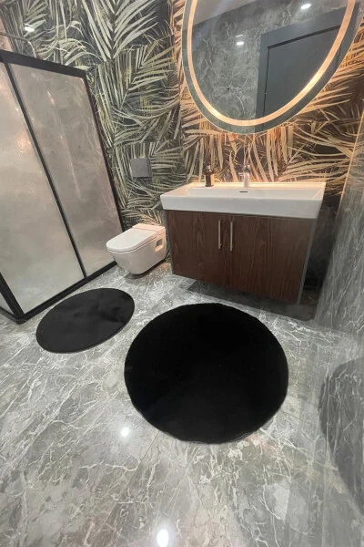 2 круглых коврика для ванной, набор для унитаза 80x80 и 100x100 - TROPIKAL HOME (1)