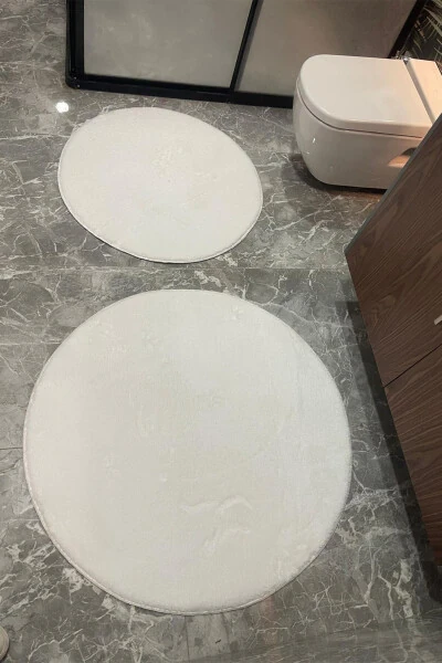 2 круглых коврика для ванной, набор для унитаза 80x80 и 100x100 - 4