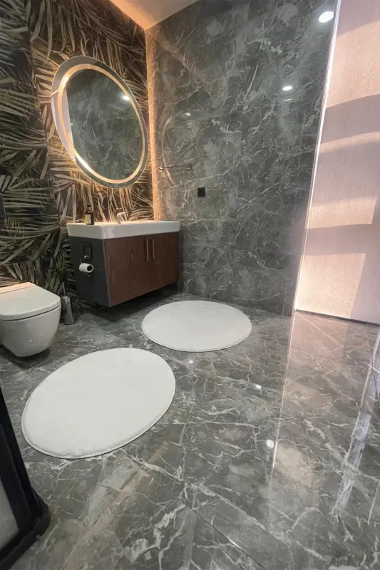 2 круглых коврика для ванной, набор для унитаза 80x80 и 100x100 - 2