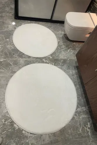 2 круглых коврика для ванной, набор для унитаза 80x80 и 100x100 - 5