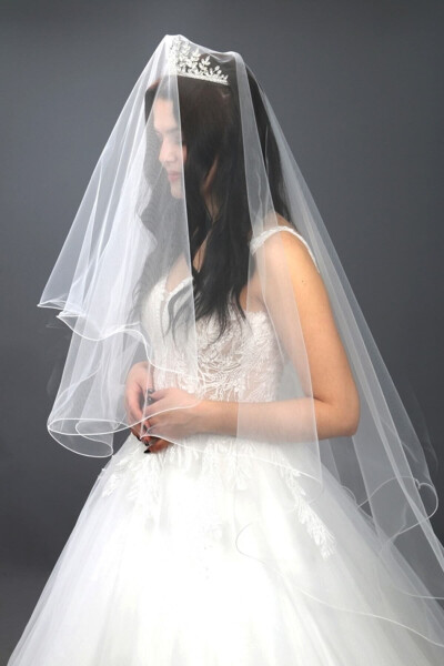 2 Layer Bridal Veil - Wedding Veil Off White Comb Long Layer 1 Meter Short Layer 65 Cm 1.klt.hayal Tulle - 1