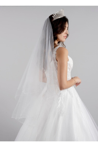 2 Layer Bridal Veil - Wedding Veil Off White Comb Long Layer 1 Meter Short Layer 65 Cm 1.klt.hayal Tulle - 6