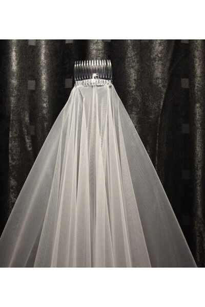 2 Layer Bridal Veil - Wedding Veil Off White Comb Long Layer 1 Meter Short Layer 65 Cm 1.klt.hayal Tulle - 7