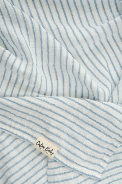 2 Layer Striped Muslin Swaddle Blanket 30-10 / 120x120 Cm Blue 