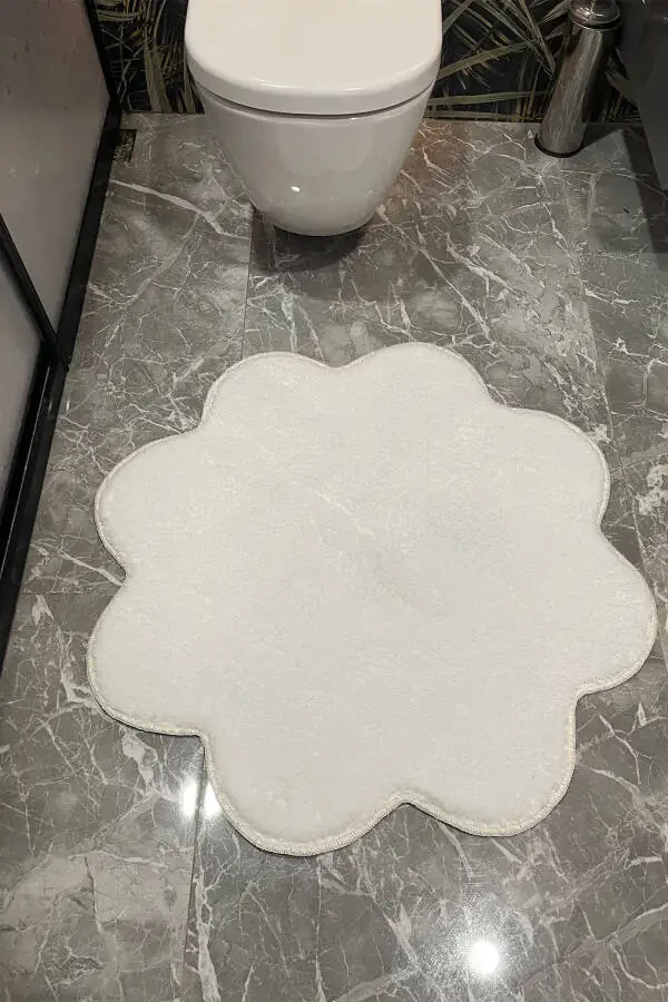 2 ли бели ванна хонаси гилеми плюш жун гилеми туалет мажмуаси (80x80 ва 100x100) - 5