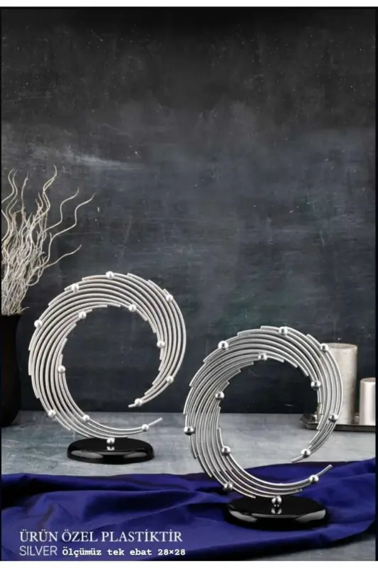 2 Li Dekoratif Plastik Aksesuar Obje Rüzgar Gülü Ev Ve Ofis Dekoru-METALİZE GÜMÜŞ - 1