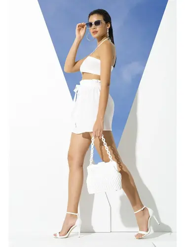 2 li Organik Ip Li Ekru Bustyer Short Takımı-Oq - LC WAIKIKI (1)