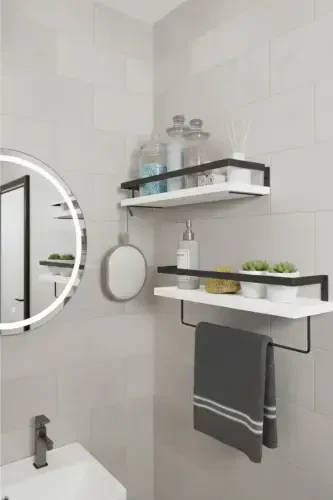 2 lik Vanna xonasi Raf Sochiq ushlagich Dekorativ Vanna xonasini tashkilotchisi Ko'p maqsadli sovunli tokcha - Oq - 3