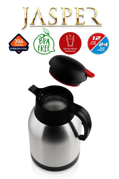 2 Liter Double Walled Picnic Camping Outdoor Steel Tea Thermos 1200a Penguin - 12