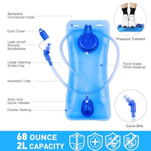 2 Litre Hidrasyon Kesesiyle Hafif Yalıtımlı Su Sırt Çantası Bisiklet/Yürüyüş/Tırmanış Çantası - 6