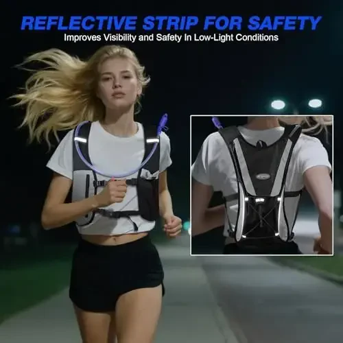 KUYOU Running Hydration Vest - Lightweight Insulated Hydration Backpack with 2L Water Bladder, Adjustable Chest Straps and Reflective Water Backpack for Trail Running Marathon Race Hiking Cycling - 4