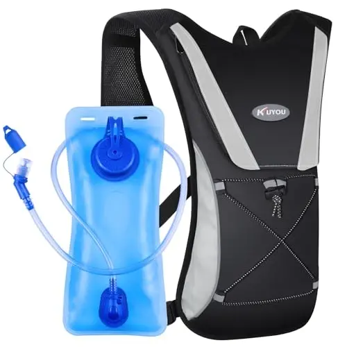 KUYOU Running Hydration Vest - Lightweight Insulated Hydration Backpack with 2L Water Bladder, Adjustable Chest Straps and Reflective Water Backpack for Running Marathon Race Hiking Cycling - KUYOU